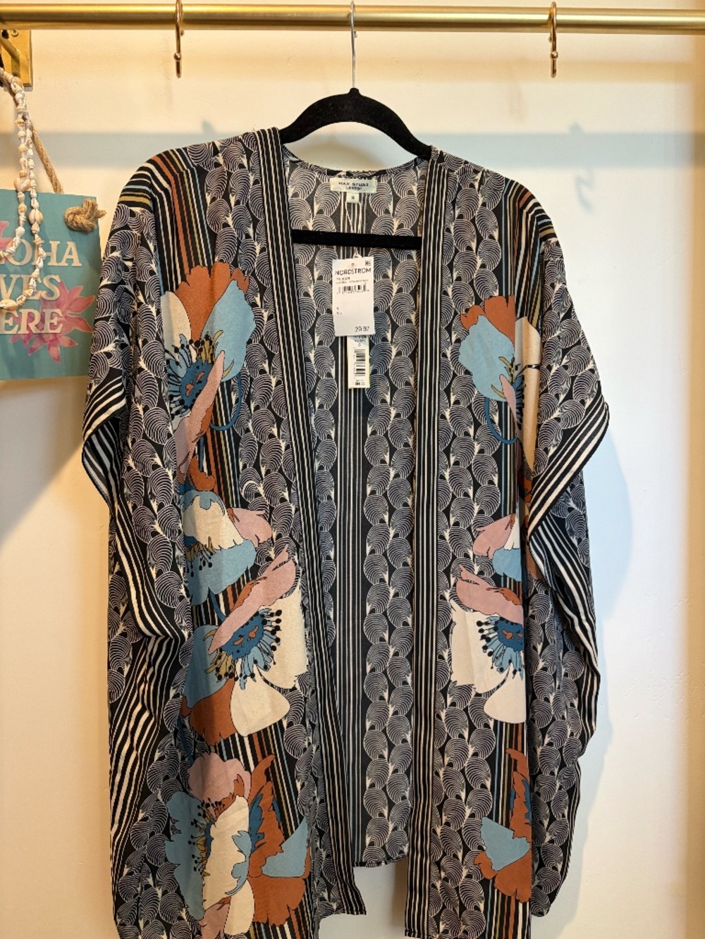 MAX STUDIO kimono style cover up black top